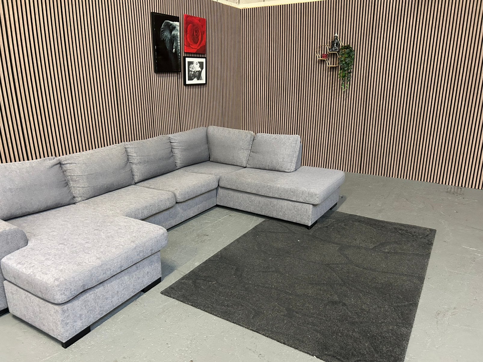 GRATIS LEVERING Haco U-Bank Grijs 330X216 GEREINIGD, Hoekbank, 300 cm of meer, Ophalen of Verzenden, Vierpersoons of meer