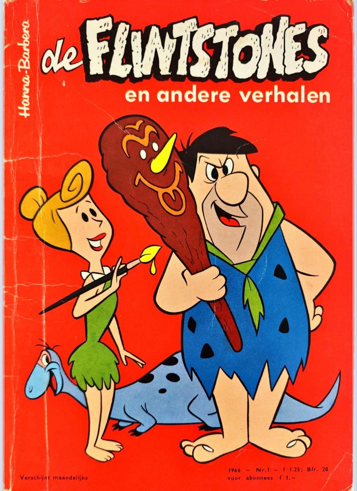 De Flintstones en andere verhalen - Nr. 1 (1966), Gelezen, Eén stripboek, Ophalen of Verzenden, Hanna-Barbera