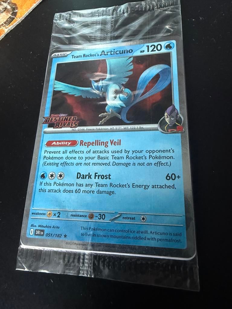 Sealed & Stamped Team Rocket's Articuno  - Destined Rivals, Ophalen of Verzenden, Nieuw, Losse kaart