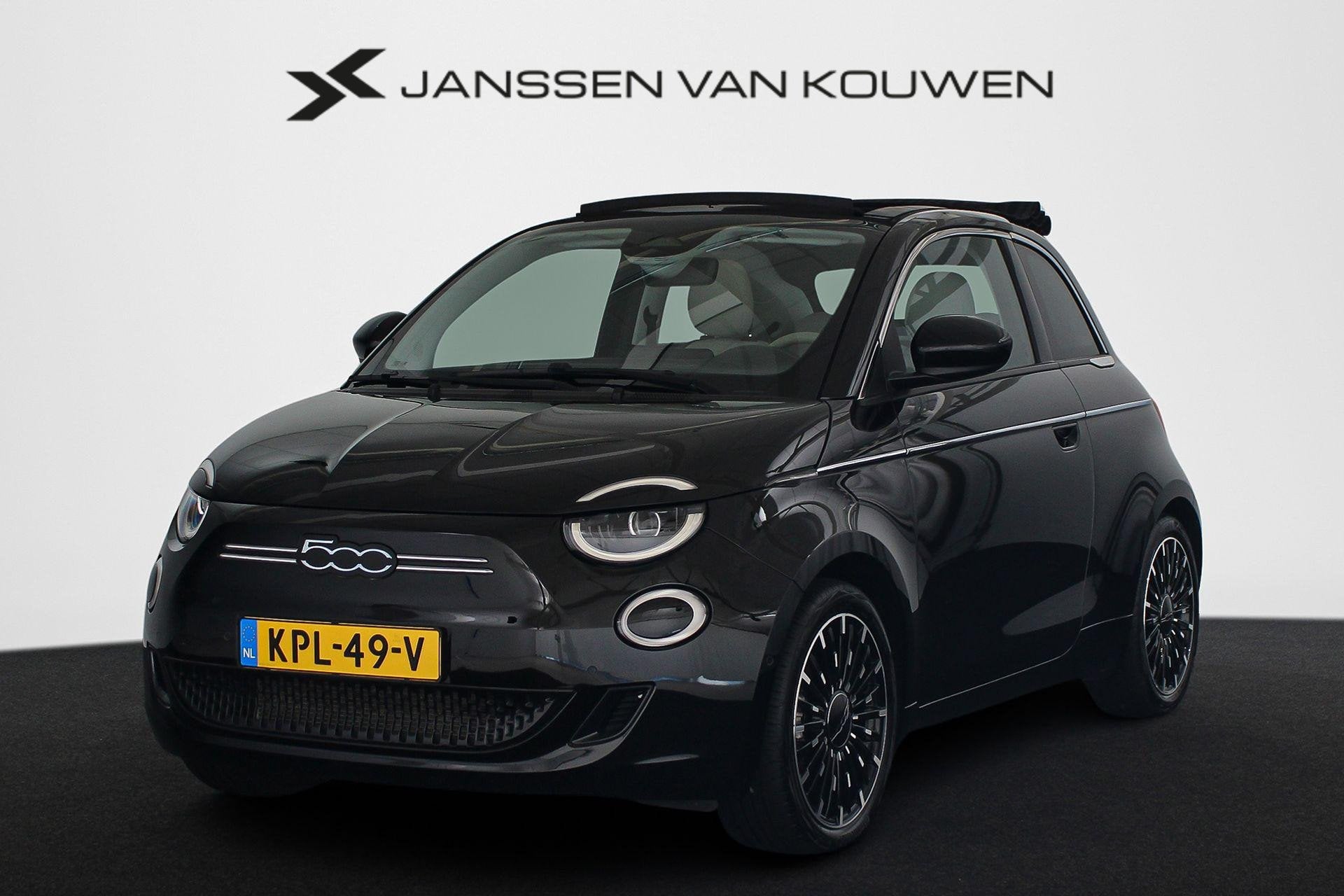 Fiat 500 C La Prima 42 kWh Cabrio Leder Stoelverwarming Acht, Auto's, Gebruikt, 118 pk, 93 %, Cabriolet