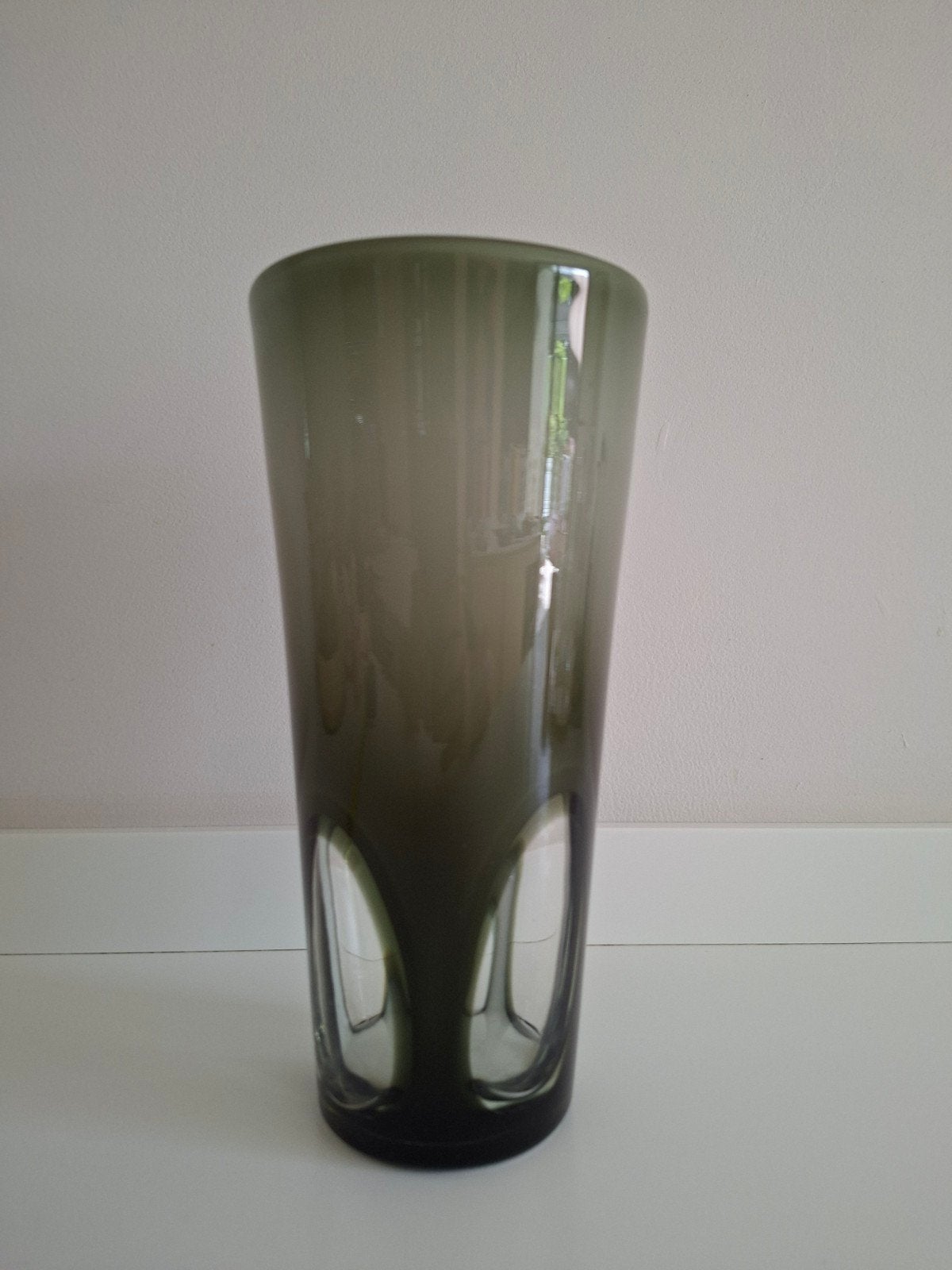 Prachtige Vintage Space Age Vaas (stijl Floris Meydam), Ophalen of Verzenden, Groen, Glas, 29 cm