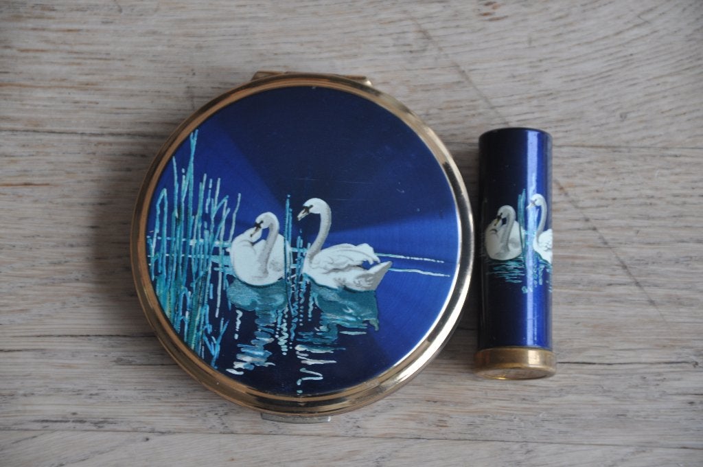 Stratton  Poederdoos  +  Lipstick  -  Vintage., Ophalen of Verzenden, Nieuw, Gehele gezicht, Make-up