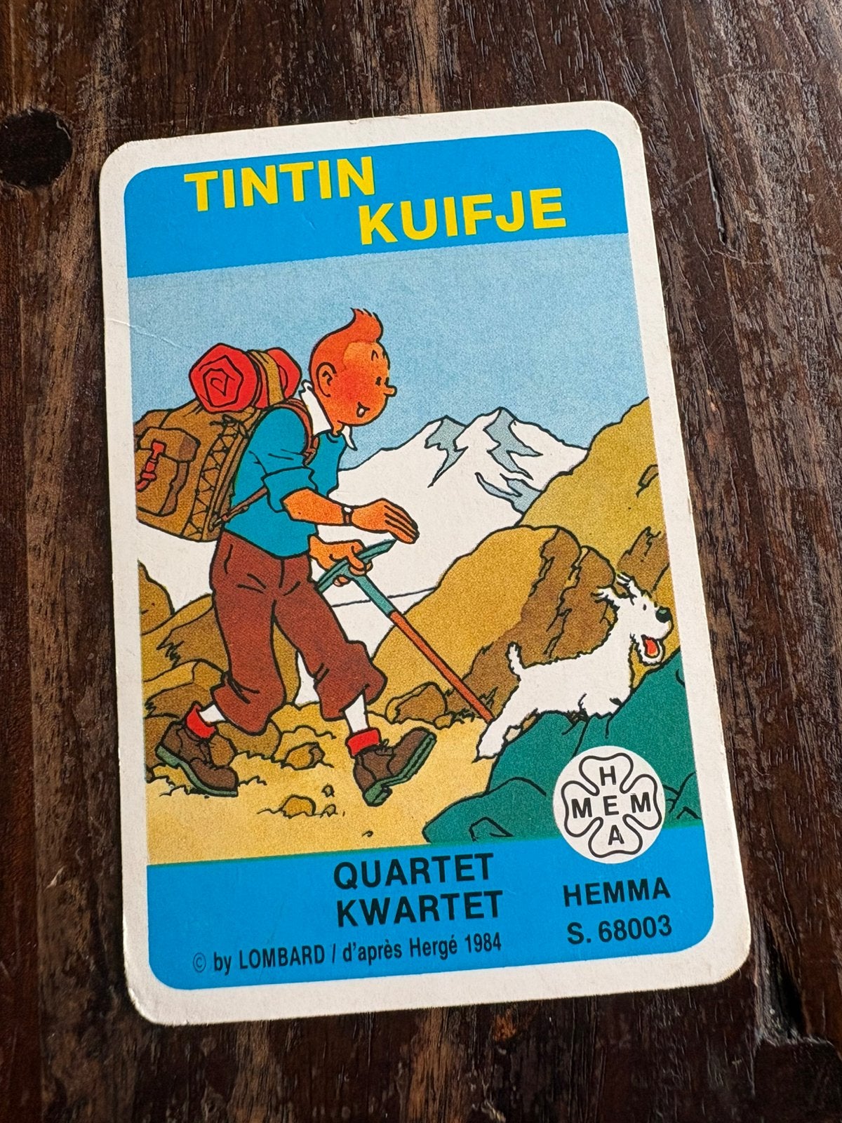 Vintage Hemma kwartetspel Kuifje TinTin ‘84, Ophalen of Verzenden, Kuifje, Gebruikt, Boek of Spel