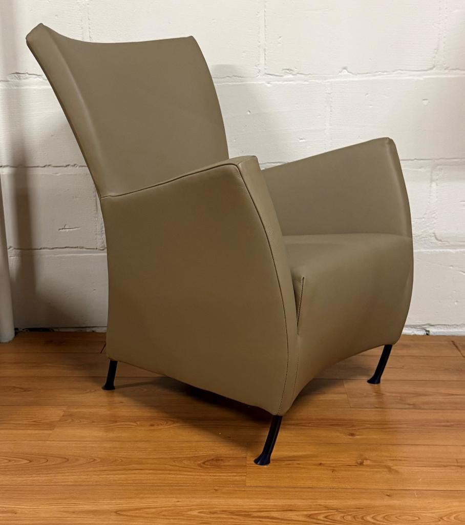 Montis Windy fauteuil refurbished - Nieuw leer Mocca, Huis en Inrichting, Leer, Nieuw, 75 tot 100 cm, Ophalen of Verzenden