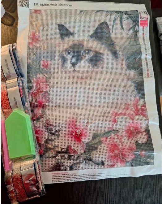 Diamond Painting Kat - Compleet Pakket, Zelfklevend, Nieuw, Meerkleurig, Ophalen of Verzenden