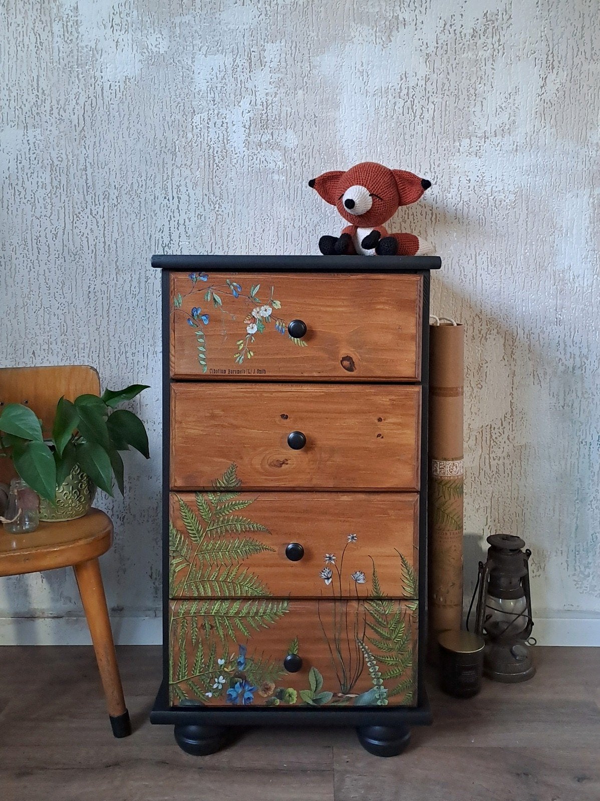 Botanisch ladekastje zwart, Huis en Inrichting, Kasten | Ladekasten, Ophalen, 25 tot 50 cm, 50 tot 100 cm, Minder dan 100 cm