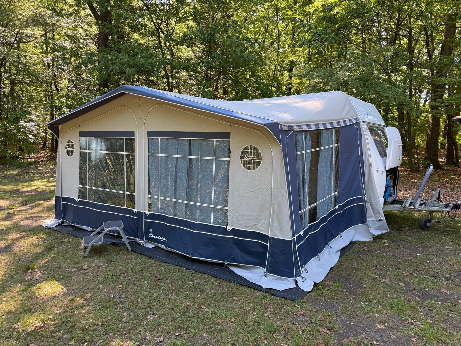 Isabella voortent peesmaat 916cm met fiber stokken, Ophalen, Gebruikt
