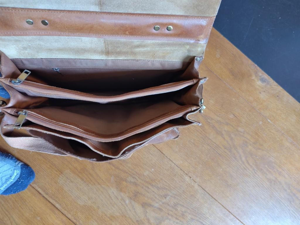 Leren werktas met laptopvak, Overige merken, Gebruikt, Bruin, Ophalen of Verzenden