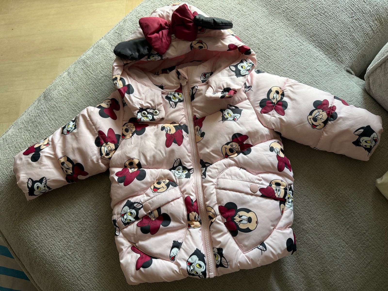 Roze Disney Minnie Mouse winterjas voor meisjes maat 80, Ophalen of Verzenden, Zo goed als nieuw, Meisje