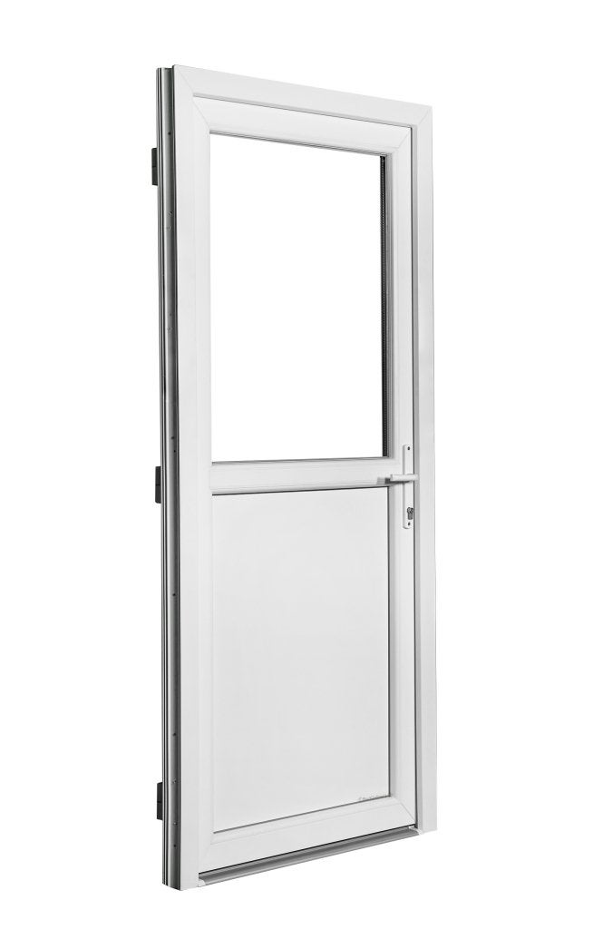 Kunststof deur 1/2 glas Antraciet RAL 7016 98x200, Niet ingevuld, 80 tot 100 cm, Niet ingevuld, Nieuw