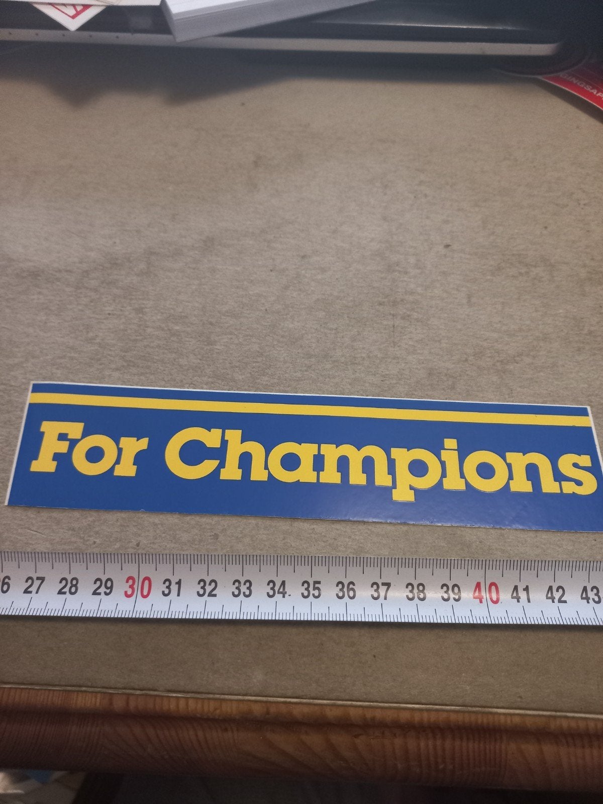 Sticker "For Champions" - Blauw met Gele Letters, Ophalen of Verzenden