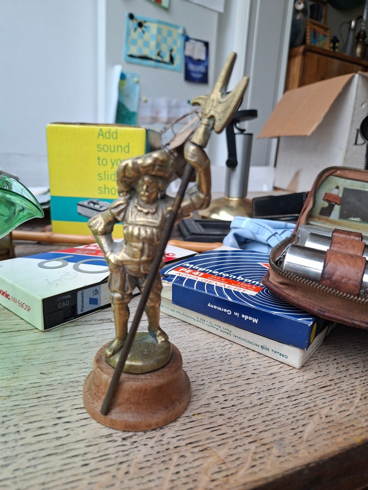 Vintage Messing Beeldje van een Musketier met Hellebaard, Ophalen of Verzenden