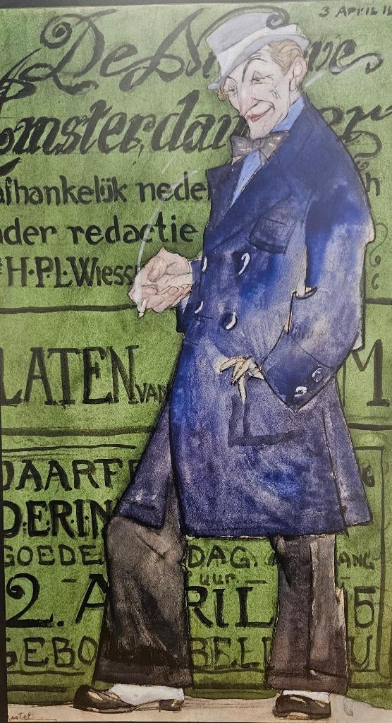 Piet van der Hem zelfportret gemaakt door L.Gestel, Ophalen of Verzenden