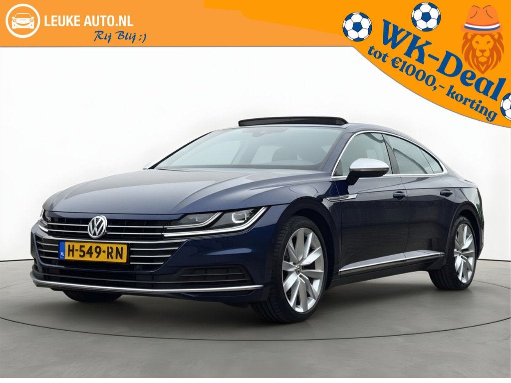 Volkswagen Arteon 1.5 TSI 150PK Aut. Elegance Pano Dode-Hoek, Auto's, Volkswagen, Arteon, 4 cilinders, 150 pk, Blauw