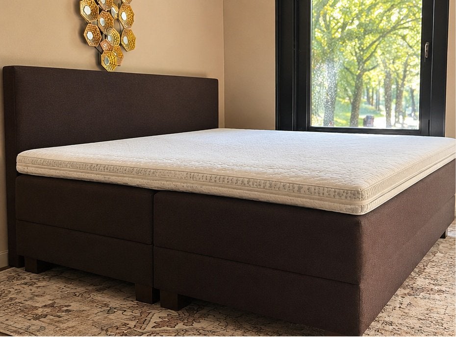 Karlsson Vildår boxspring 160x210 (incl. topper & hoofdbord), Ophalen, Gebruikt, Tweepersoons, 180 cm