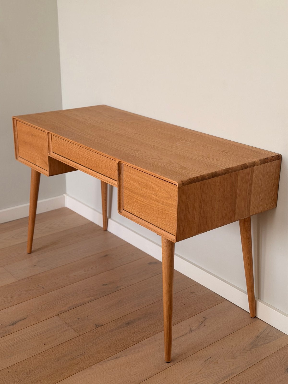 Eikenhouten bureau met 3 lades (120x55cm), Huis en Inrichting, Bureaus, Ophalen, 120 cm, Zo goed als nieuw, 55 cm