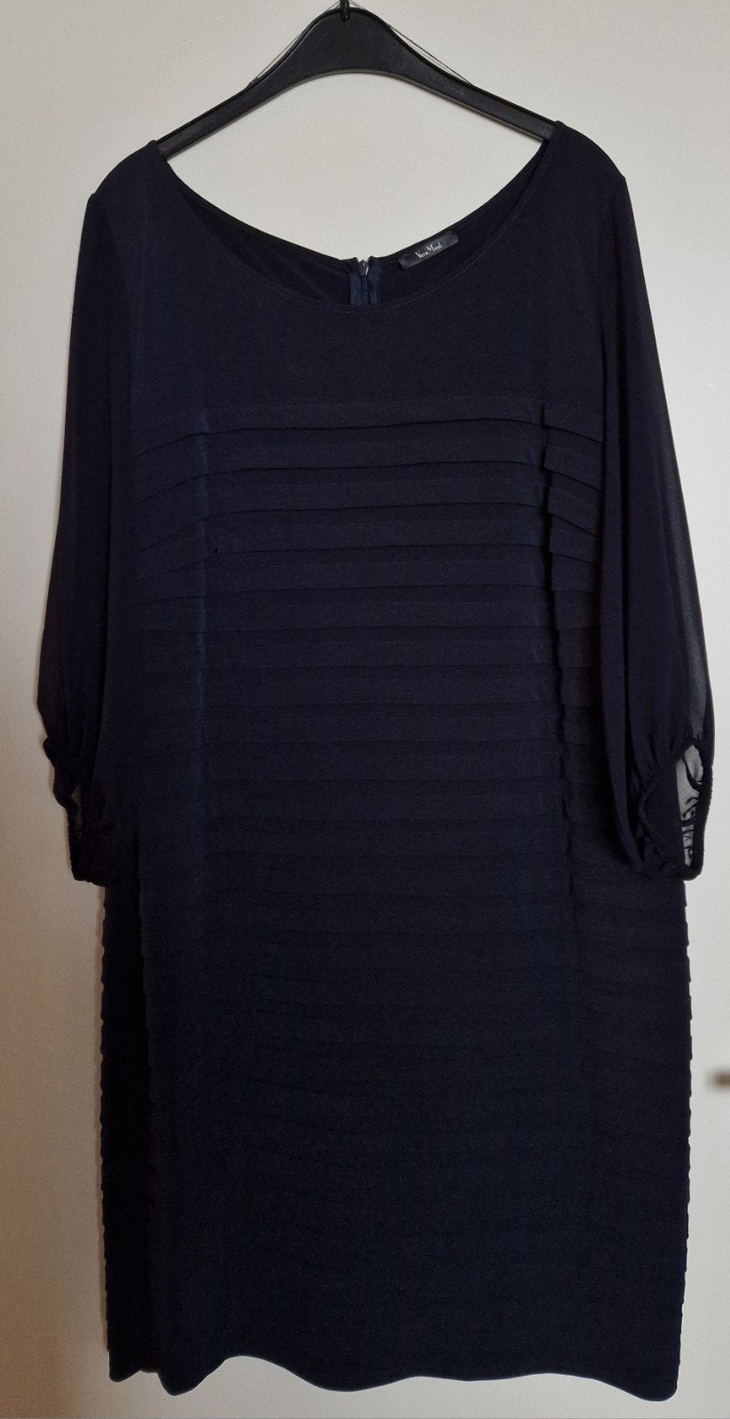 Vera Mont donkerblauwe jurk met plooien, Blauw, Maat 46/48 (XL) of groter, Ophalen of Verzenden, Zo goed als nieuw