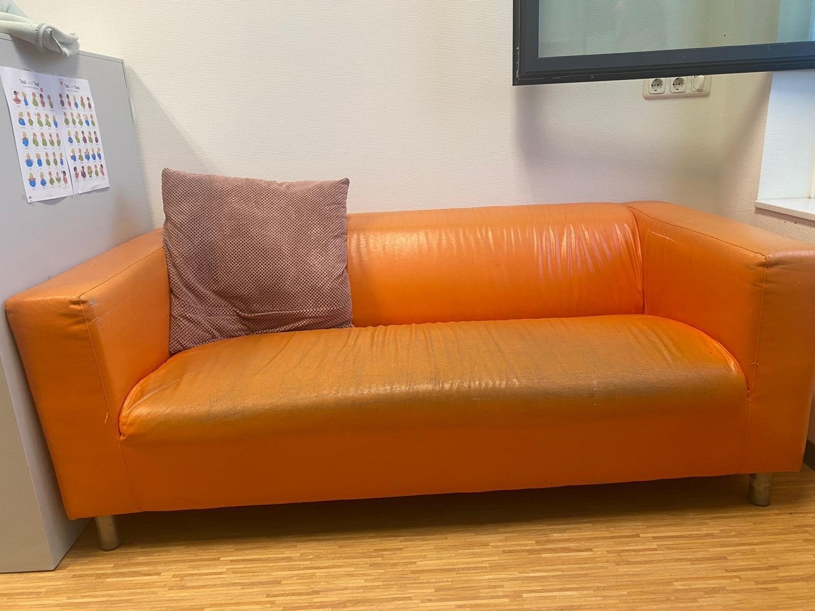 Vintage leren IKEA bank - Oranje tweezitsbank, Huis en Inrichting, Ophalen, Gebruikt, 150 tot 200 cm, Tweepersoons