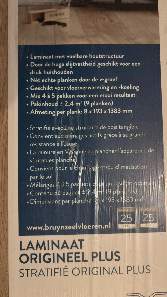 Bruynzeel laminaat Origineel Plus lollig lichtbruin, Doe-het-zelf en Verbouw, Ophalen, 50 tot 150 cm, Nieuw, 10 m² of meer
