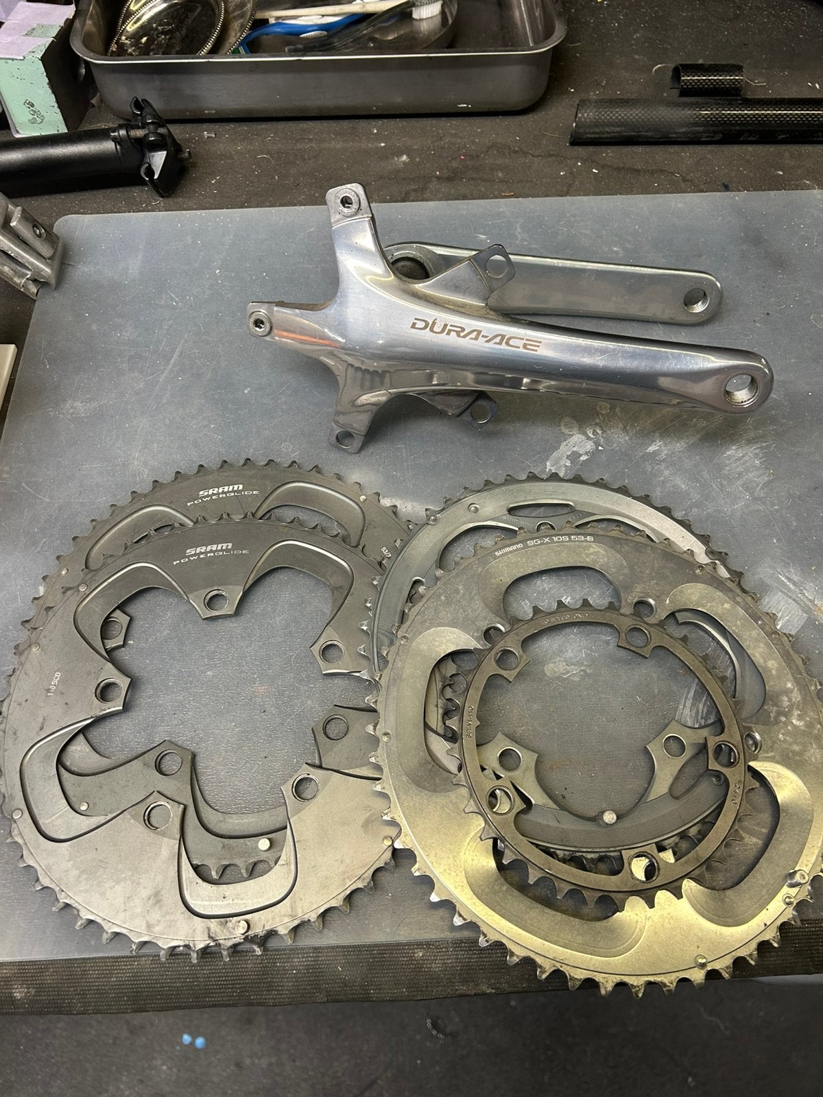 Dura ace 7800 crankstel + tandwielen, Fietsen en Brommers, Ophalen of Verzenden