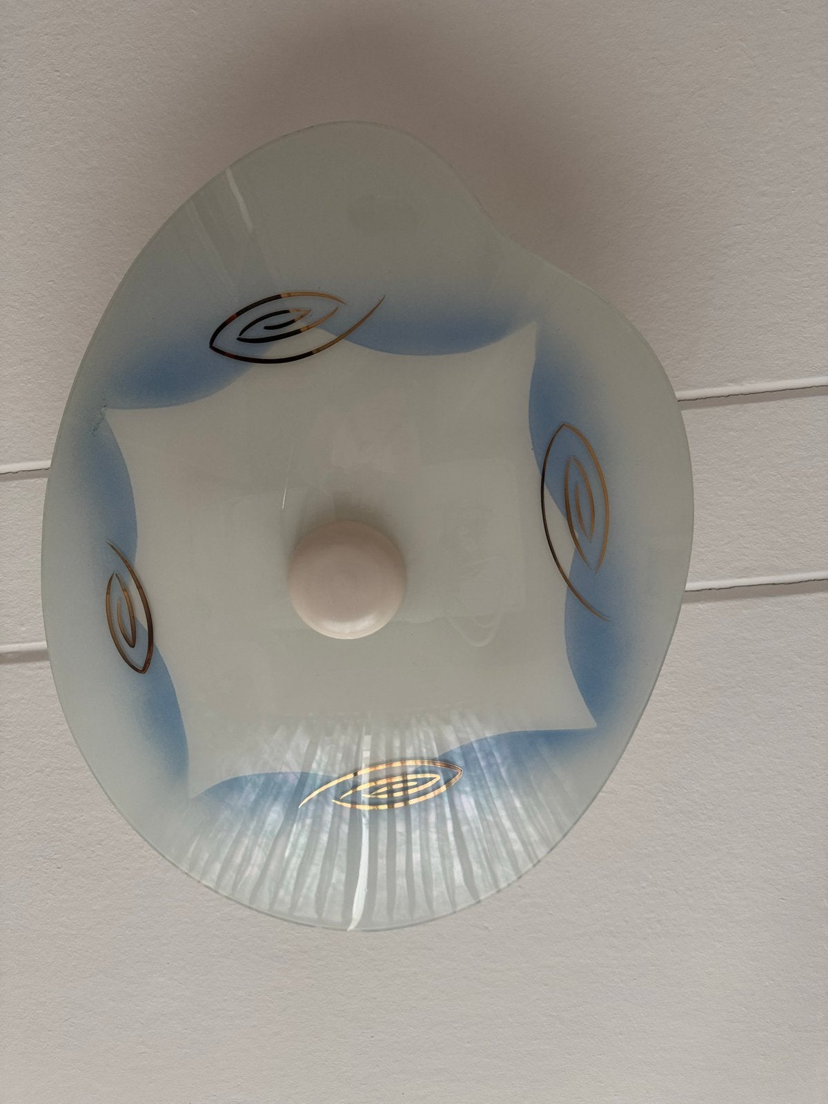 Vintage Plafonnière Jaren '50 - Opaalglas met Zwarte Spiraal, Ophalen