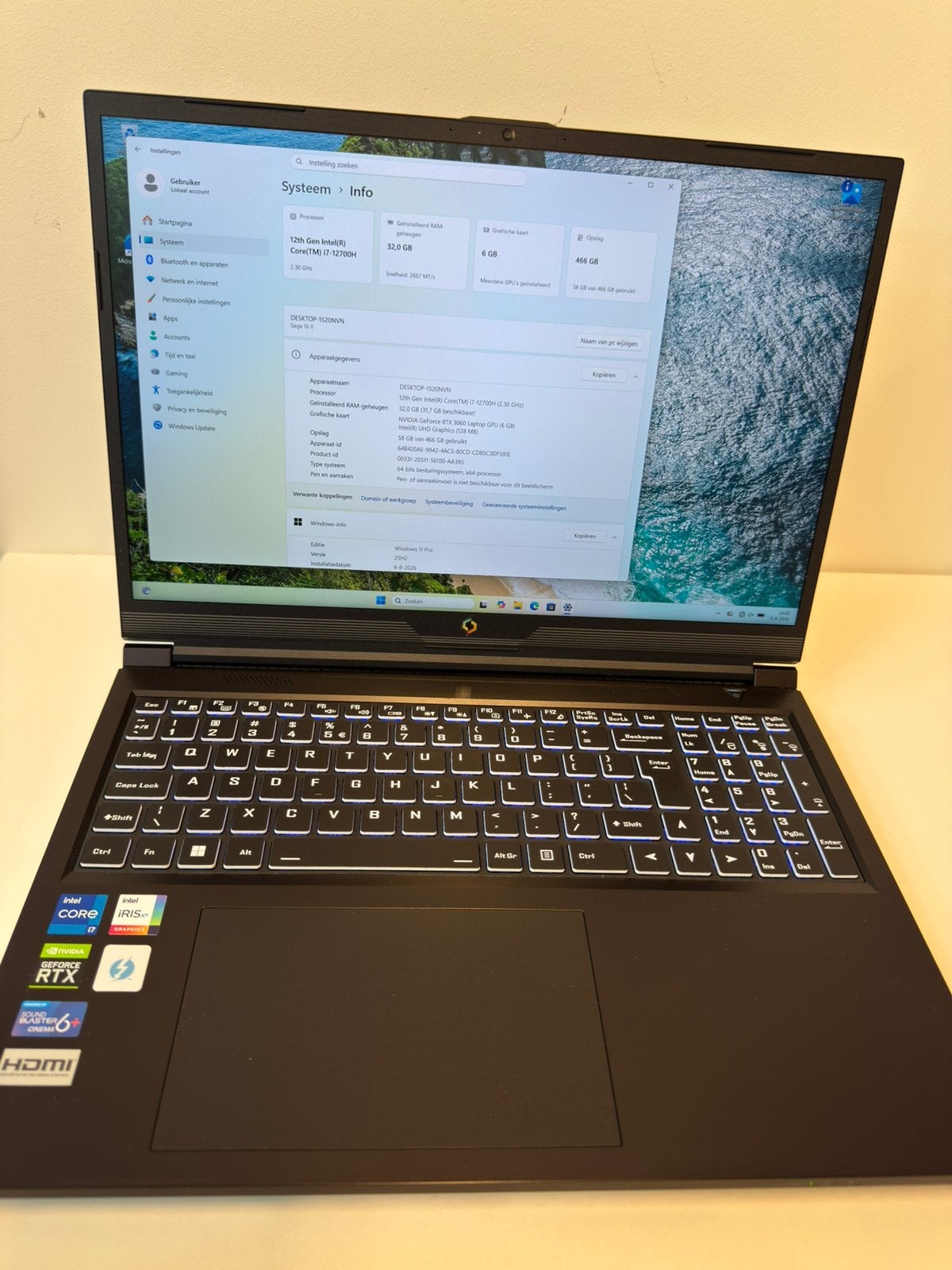 Skikk Saga 16 II Gaming RTX3060 32GB i7, Computers en Software, Ophalen, Met videokaart, 2 tot 3 Ghz, Intel i7-12700H