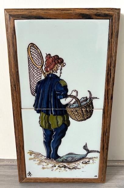 Tichelaar Makkum tegeltableau visser, Ophalen of Verzenden