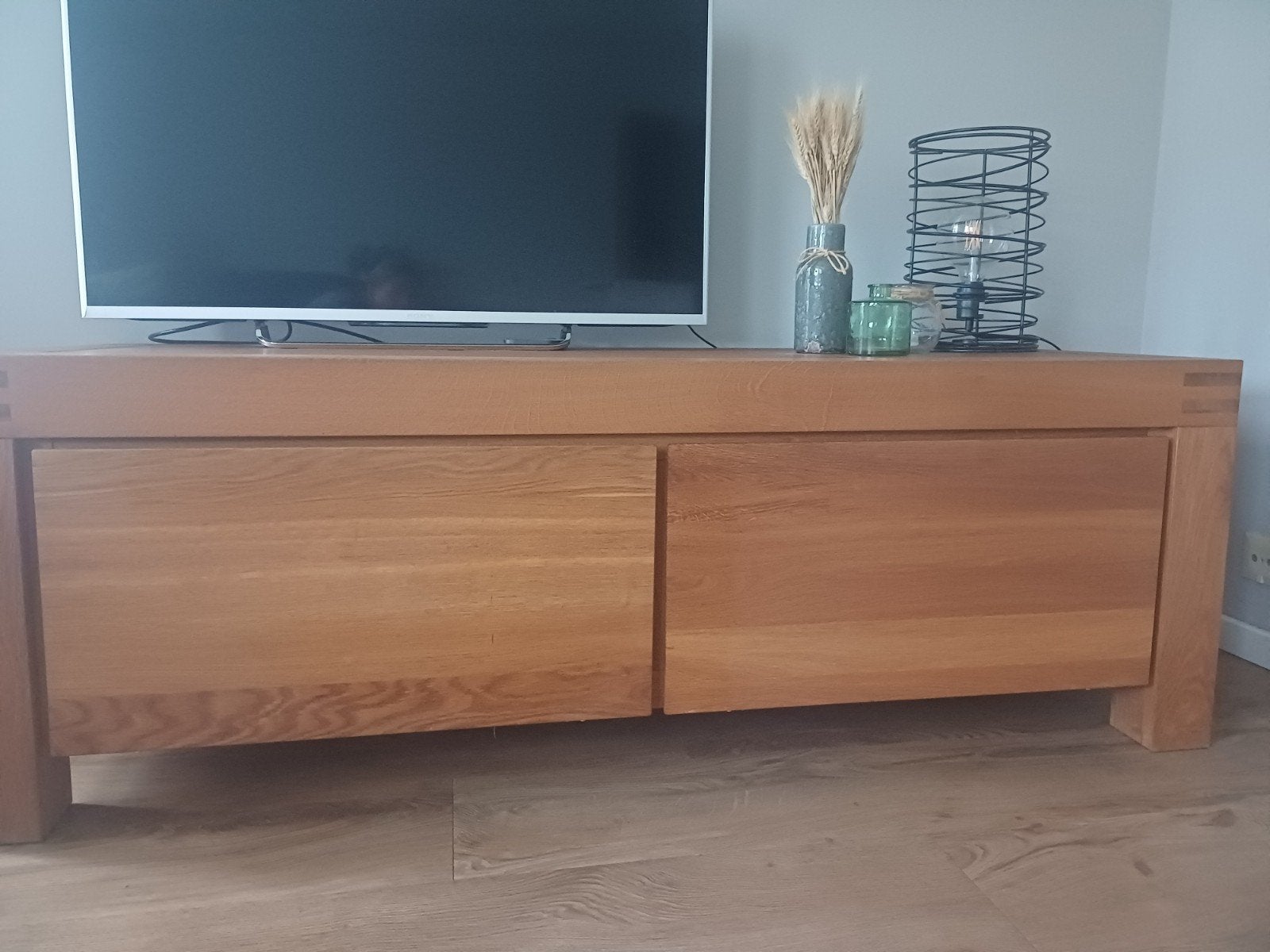 TV meubel blank eiken van Goossens, Ophalen, Gebruikt, 150 tot 200 cm, Eikenhout