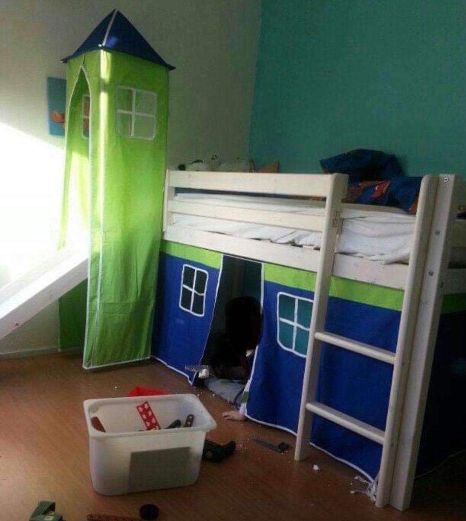 Half hoogslaper met glijbaan, Kinderen en Baby's, Kinderkamer | Stapelbedden en Hoogslapers, Ophalen, Gebruikt, Hoogslaper