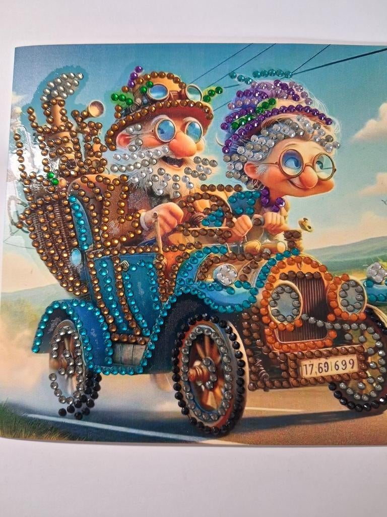 Diamond painting kaart echtpaar in auto, Ophalen of Verzenden, Nieuw, Overige thema's