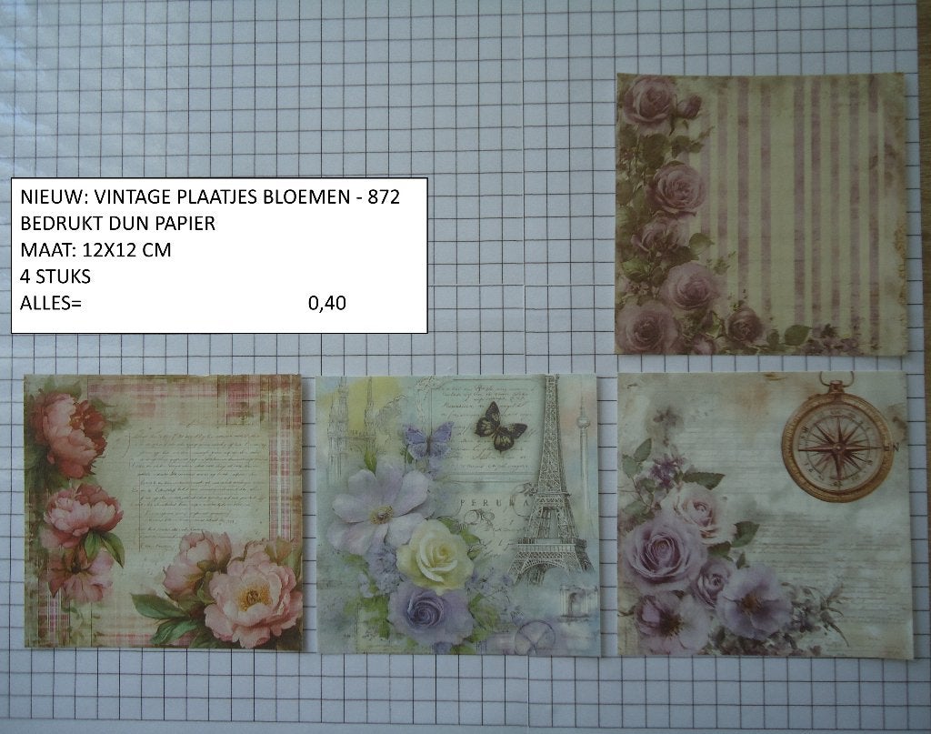 ⚠️nu 0,25: vintage plaatjes bloemen 872 ( alleen verzenden, Ophalen, Nieuw, Overige thema's, Knipvel