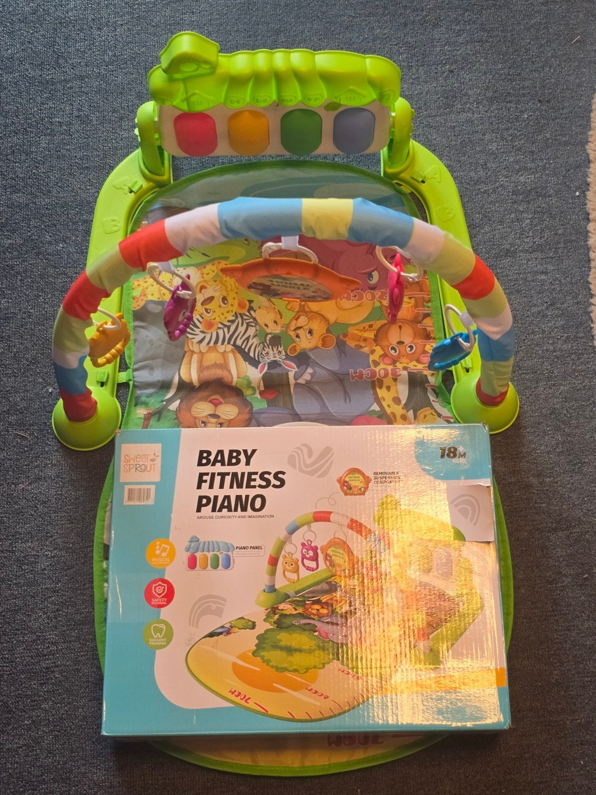 Baby speelkleed met piano, speelboog en hangende speeltjes, Ophalen, Gebruikt, Babygym, Met geluid
