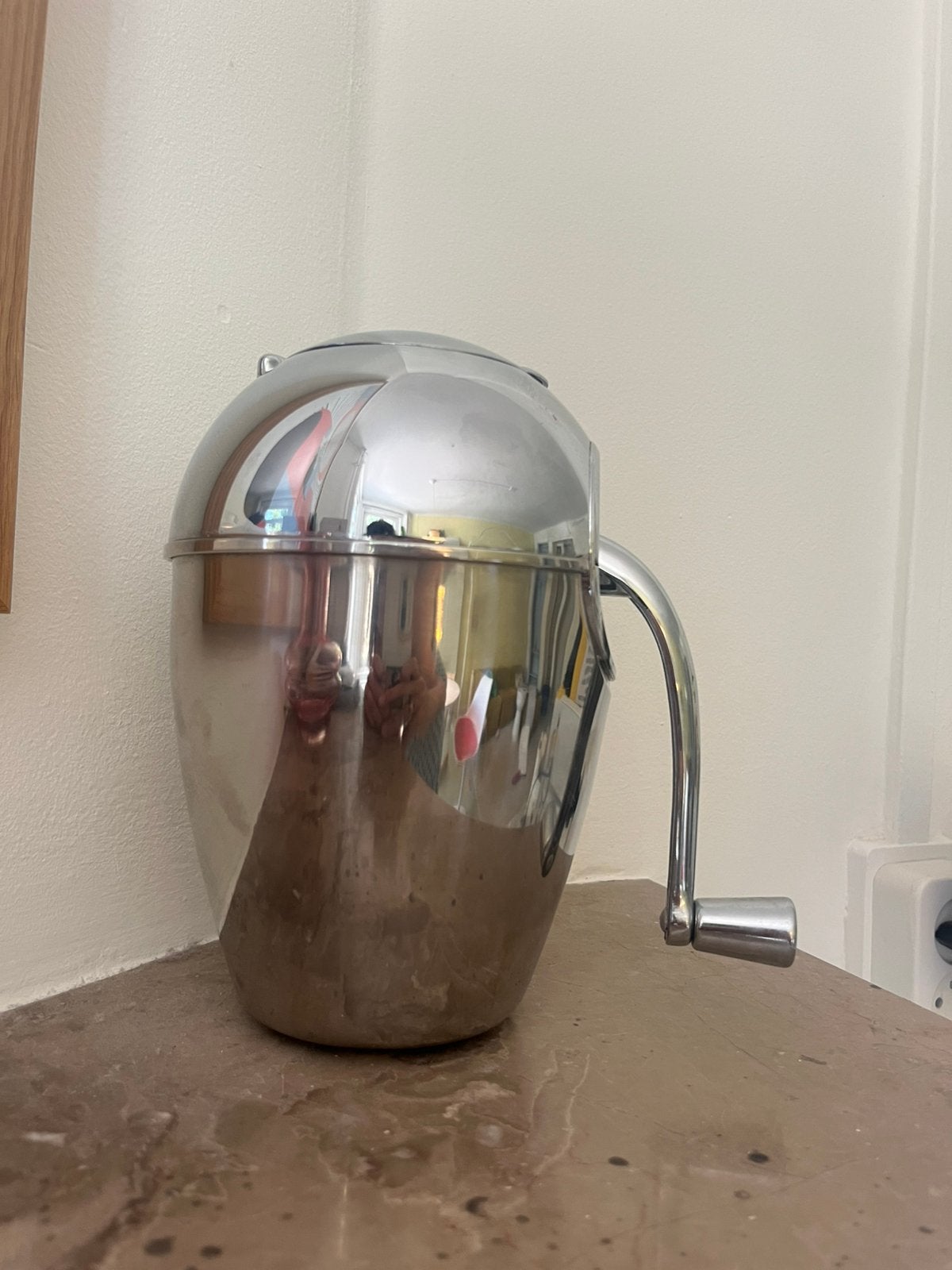 Vintage space age ijscrusher met handvat, Overige typen, Zilver, Ophalen of Verzenden, Zo goed als nieuw