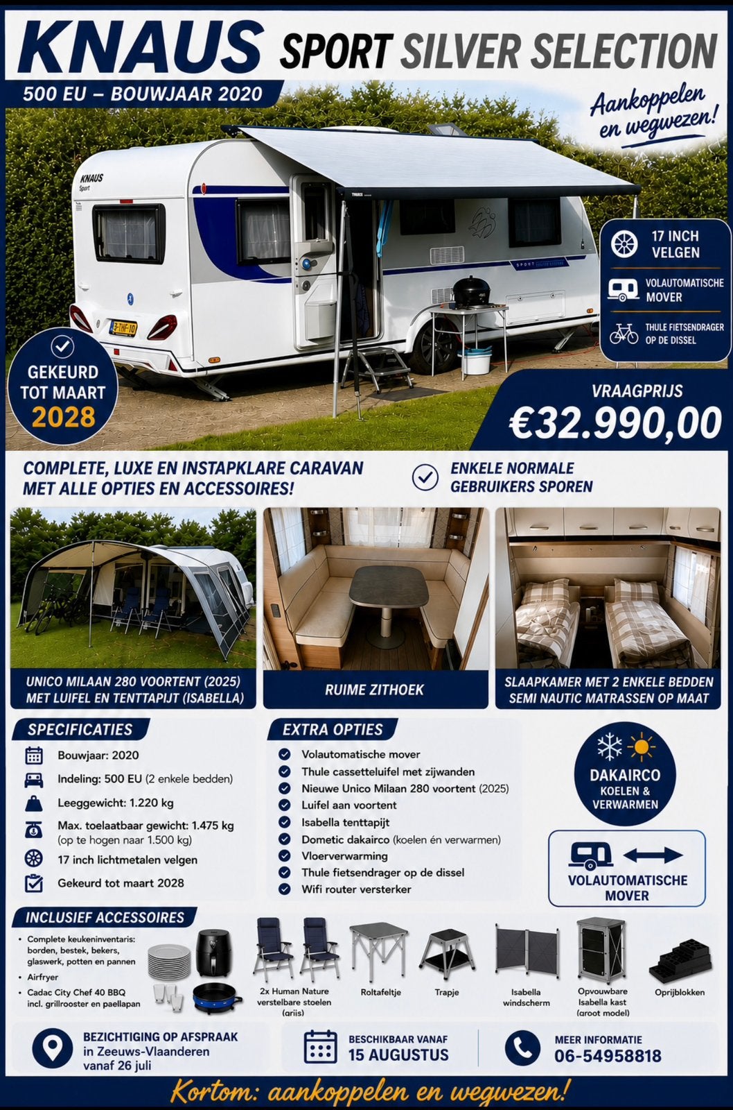 Knaus silver edition 2020, 500 eu, Caravans en Kamperen, Schokbreker, Rondzit, 7 tot 8 meter, Particulier