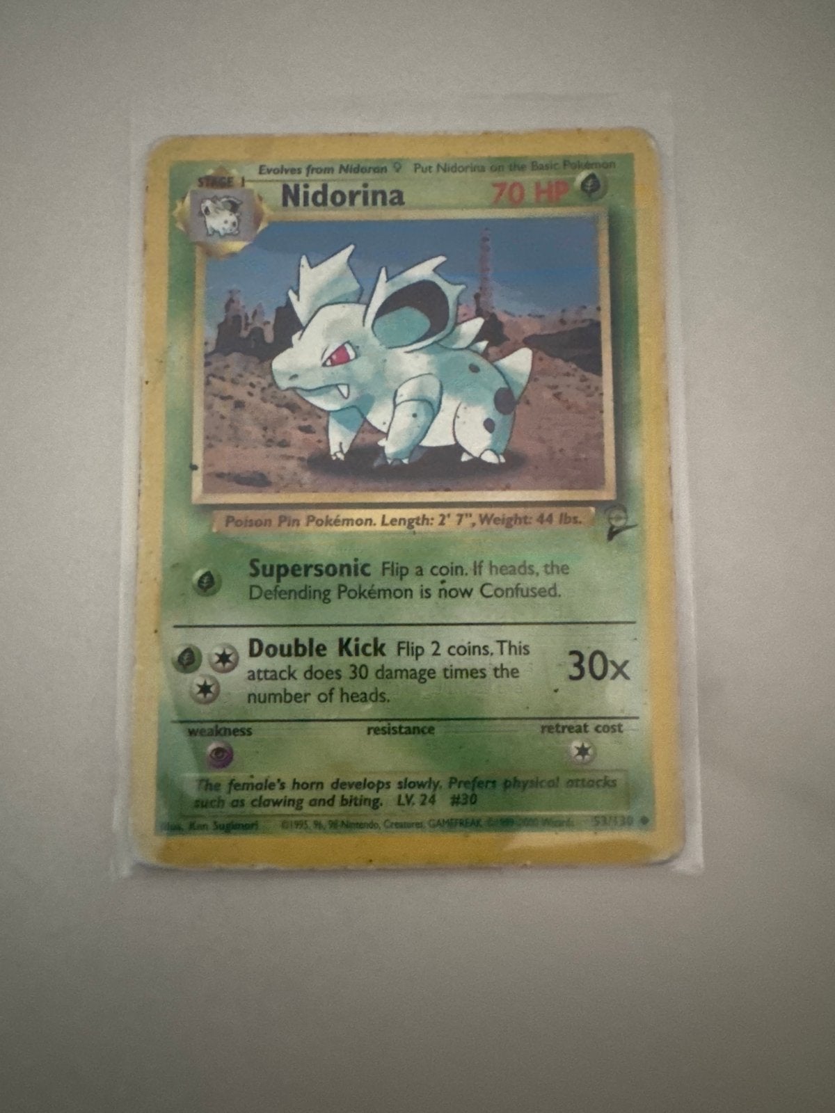 Nidorina Pokémon kaart 1995, Ophalen of Verzenden, Gebruikt, Losse kaart