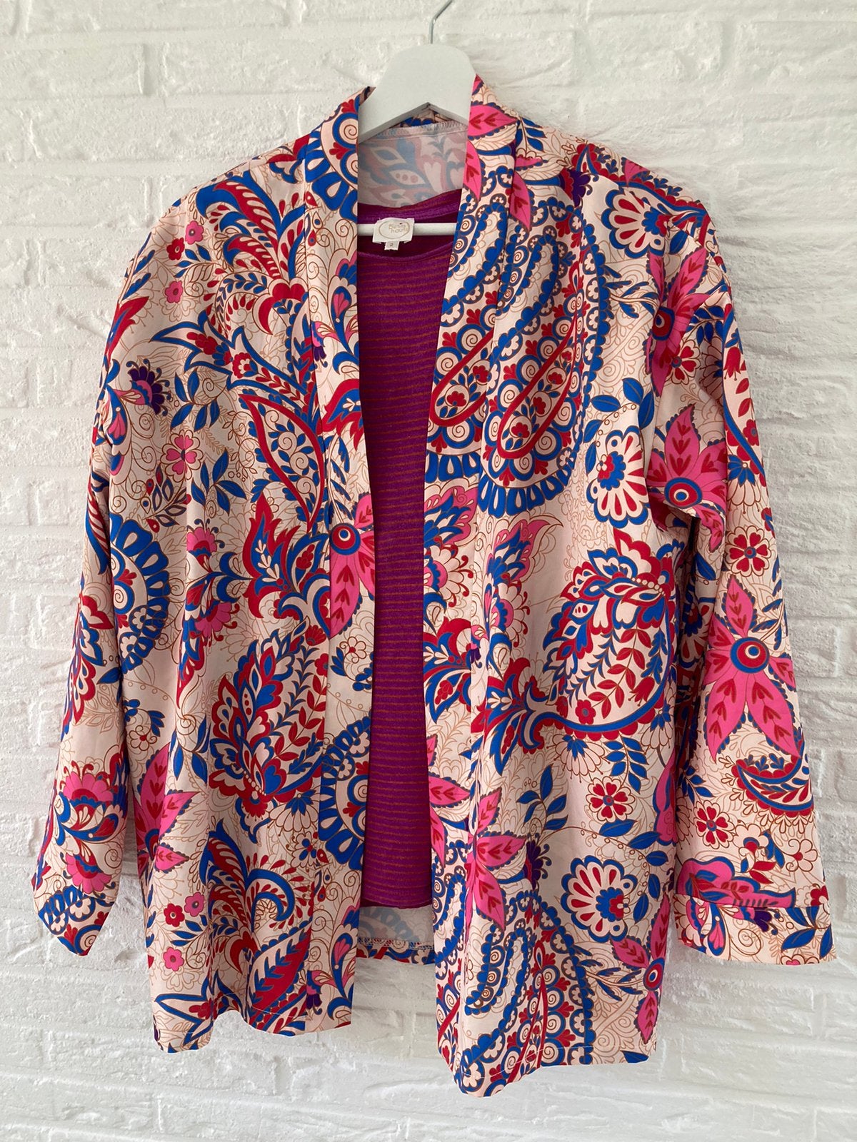 Kimono blouse met Kleurrijke Print ( stijl pom oilily nina, Ophalen of Verzenden, Zo goed als nieuw, Maat 38/40 (M)