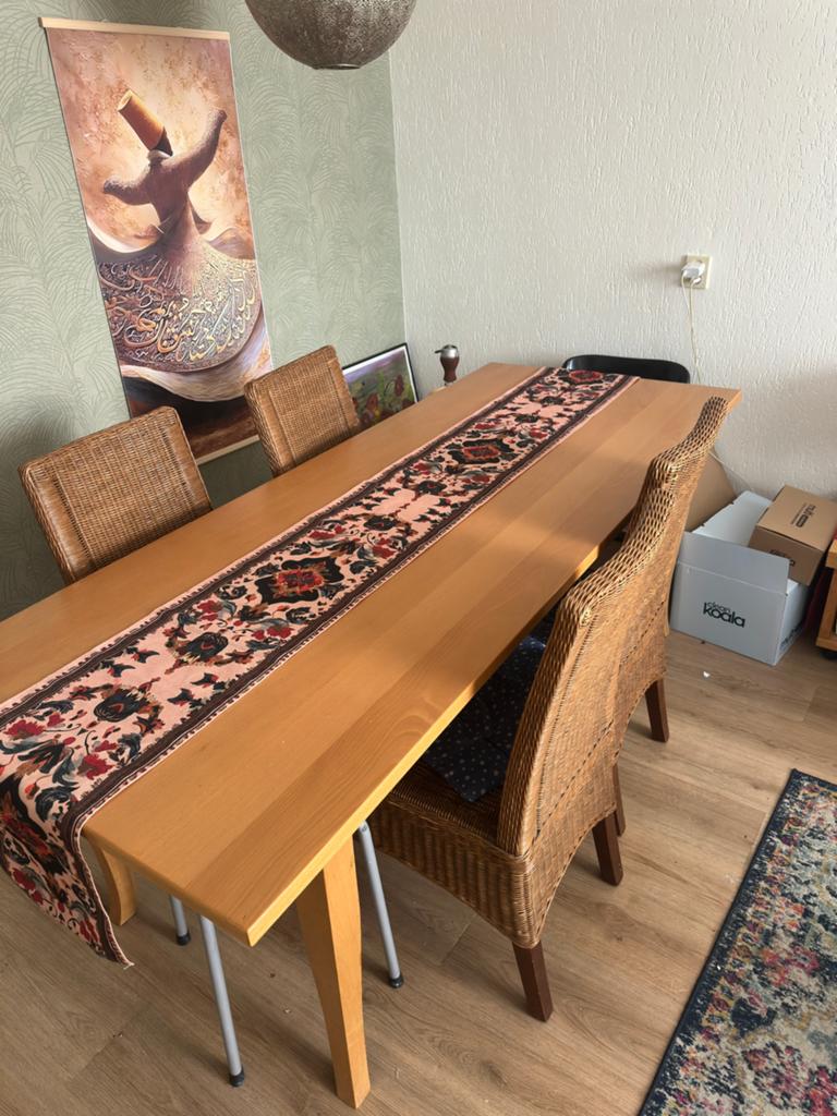 8-persoons eettafel + stoelen te koop, Huis en Inrichting, Tafels | Eettafels, Ophalen, Gebruikt, 100 tot 150 cm, 200 cm of meer