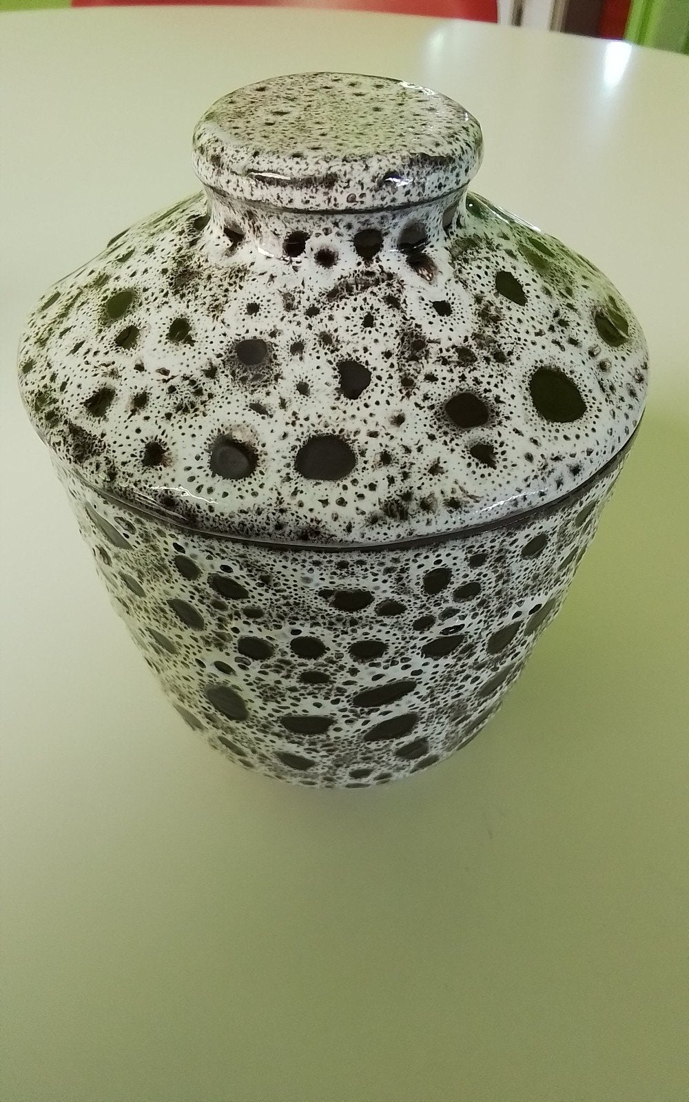💐VINTAGE FAT LAVA JAMPOT - SUIKERPOT VAN KERAMIEK, Ophalen of Verzenden
