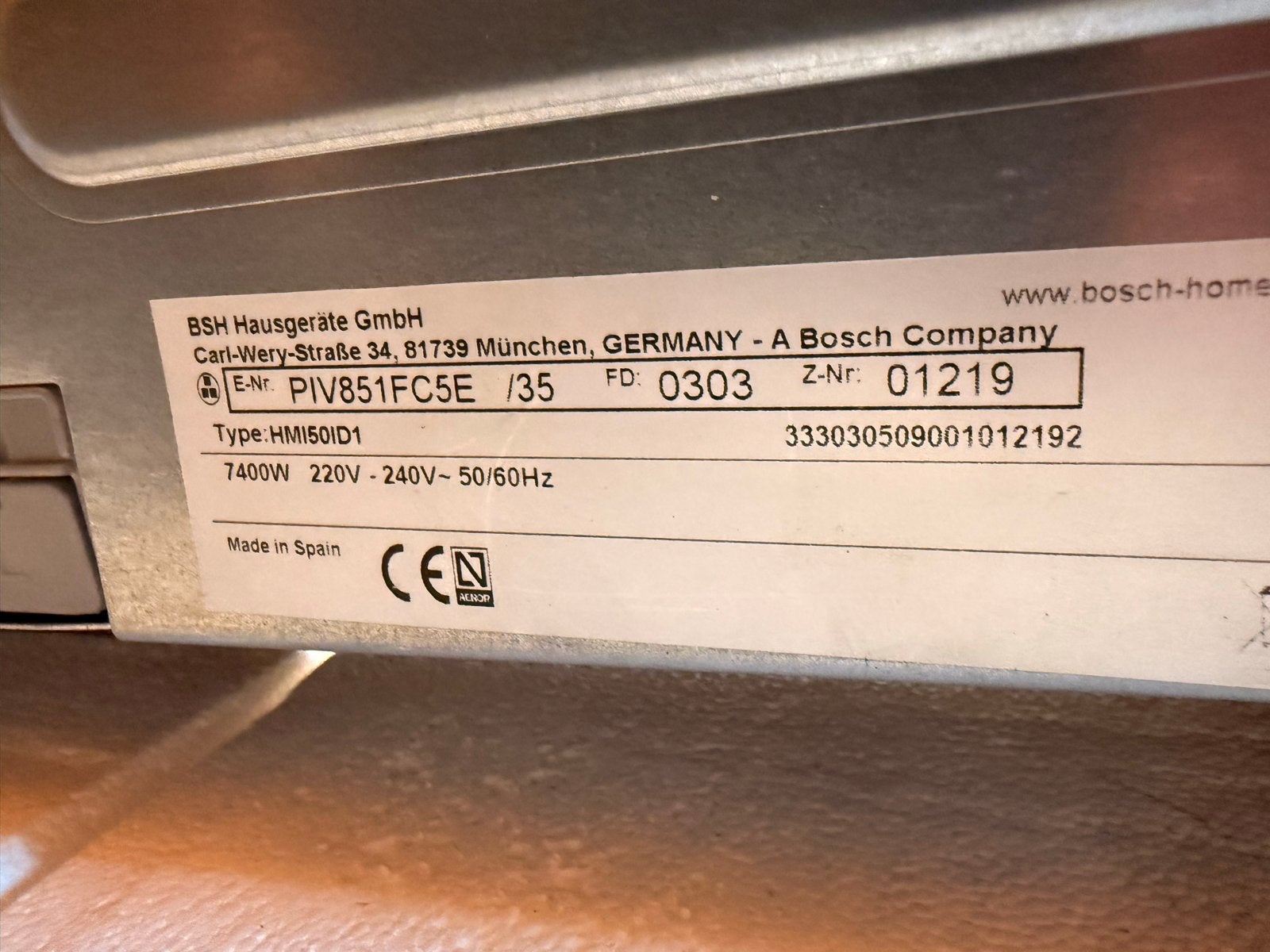 Bosch PIV851FC5E Inductiekookplaat - nieuw!, Witgoed en Apparatuur, Kookplaten, Ophalen, Nieuw, Energieklasse A of zuiniger, Inbouw