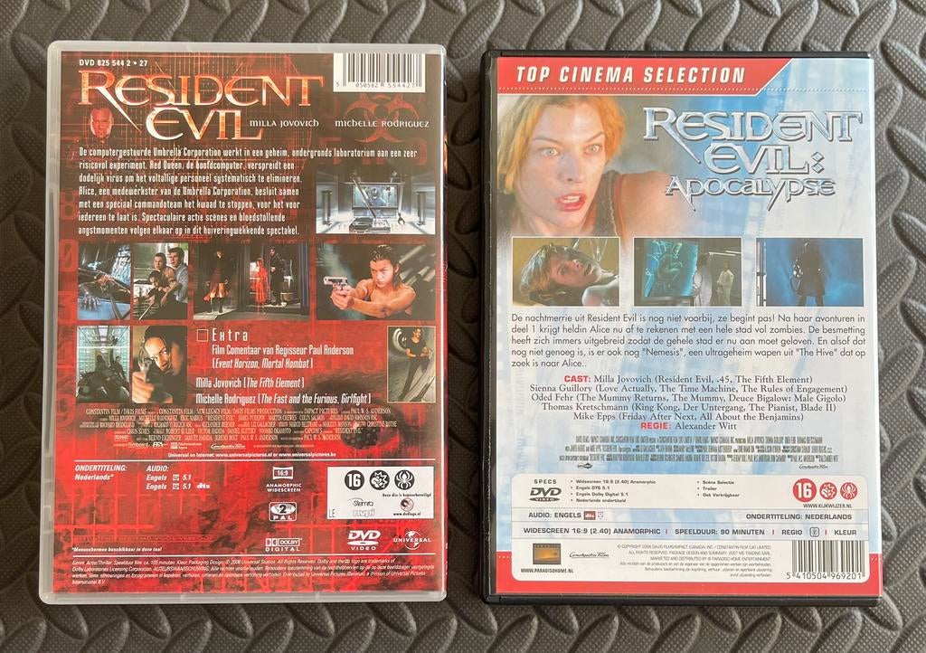DVD Resident Evil + Resident Evil: Apocalypse Set, Cd's en Dvd's, Vanaf 16 jaar, Ophalen of Verzenden, Zo goed als nieuw, Actiethriller
