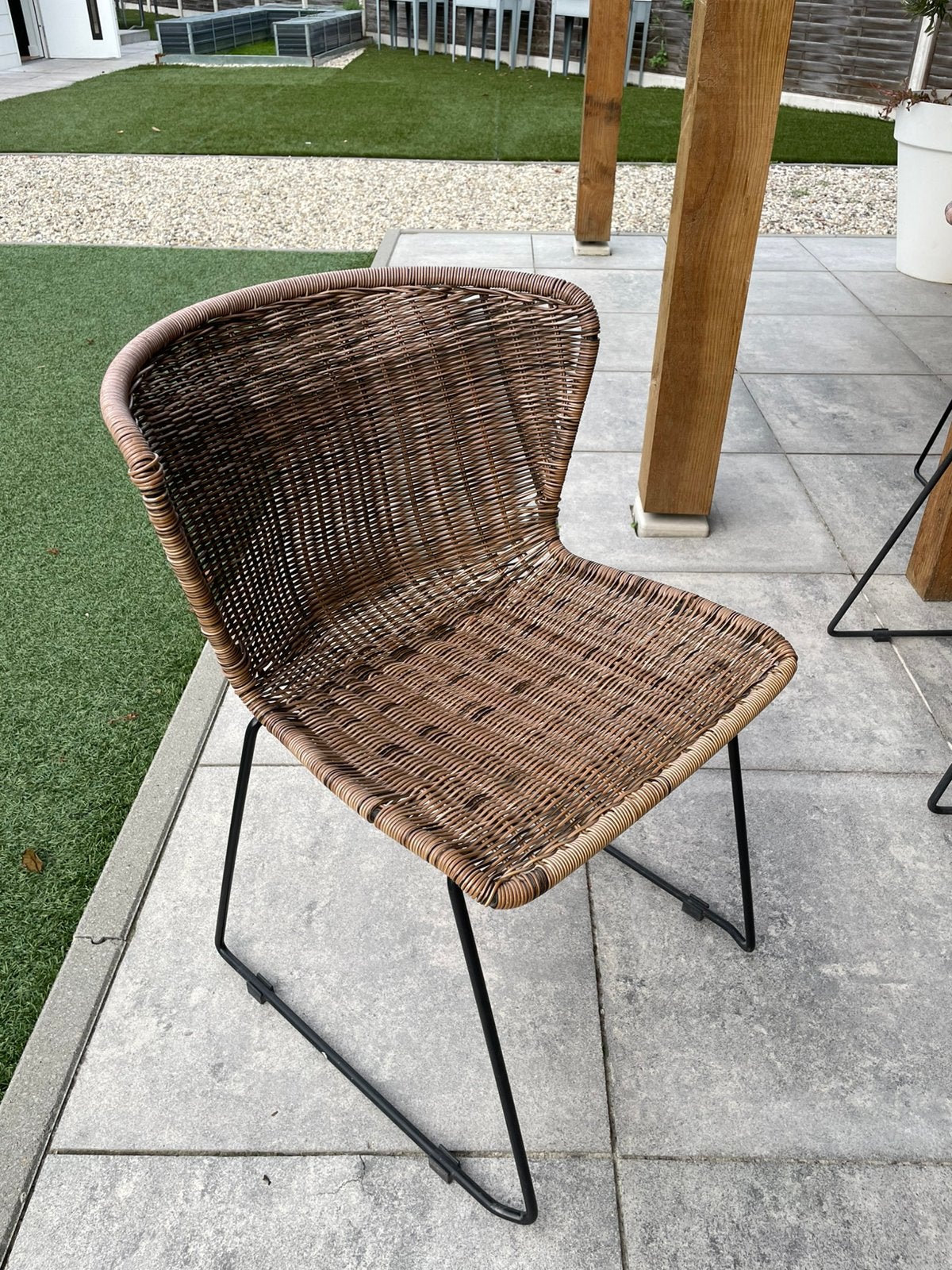 5x wicker stoelen, Ophalen, Gebruikt, Wicker