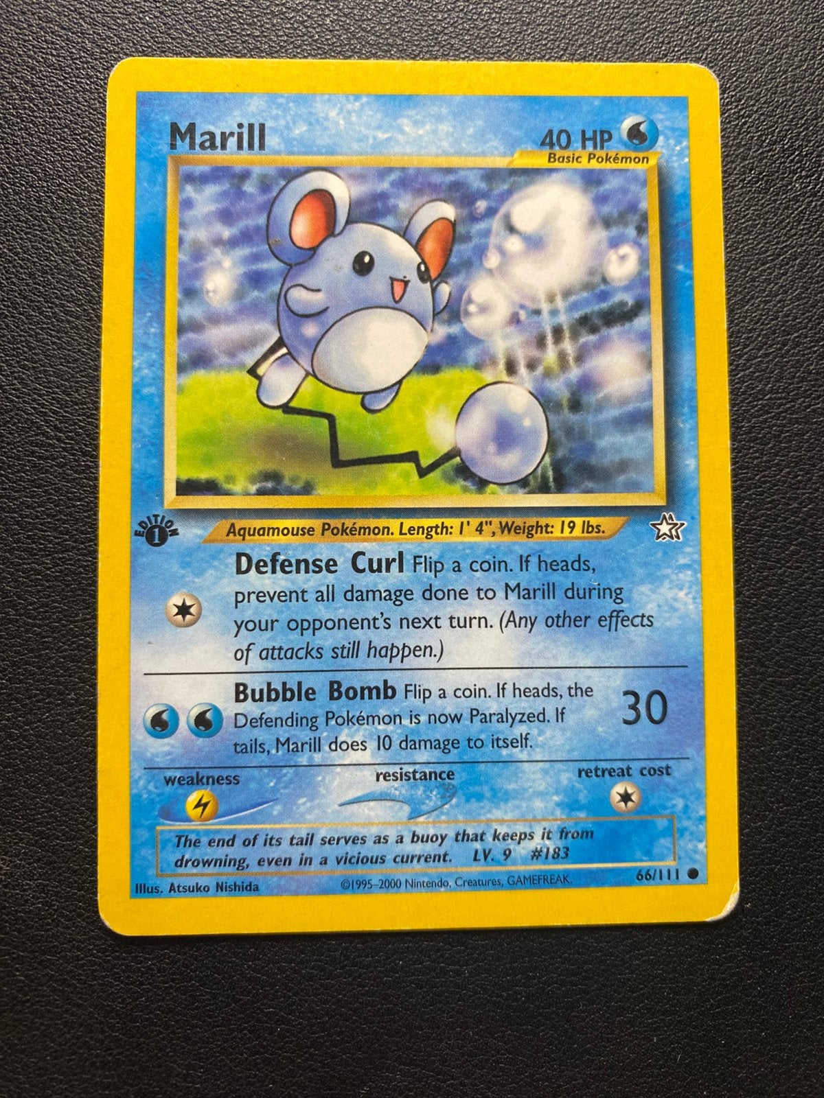 Marill 1st Edition - Neo Genesis - 66/111 - Pokemon kaart, Ophalen of Verzenden, Zo goed als nieuw