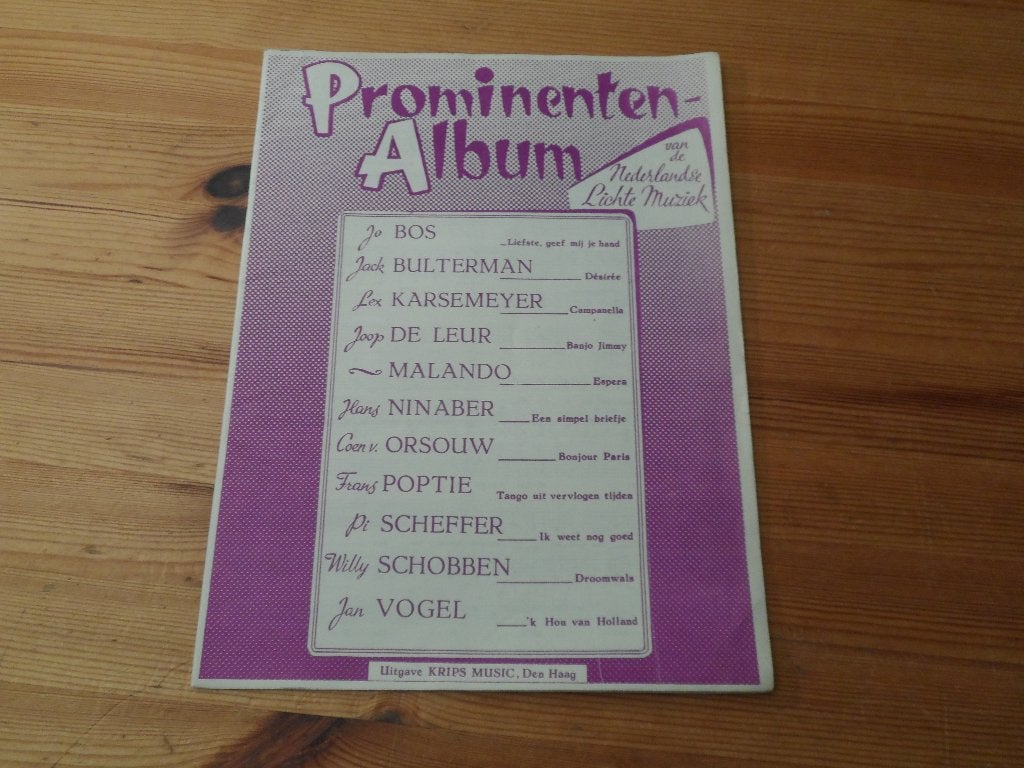 Prominenten album van de nederlandse lichte muziek, Gebruikt, Gitaar, Ophalen of Verzenden, Artiest of Componist