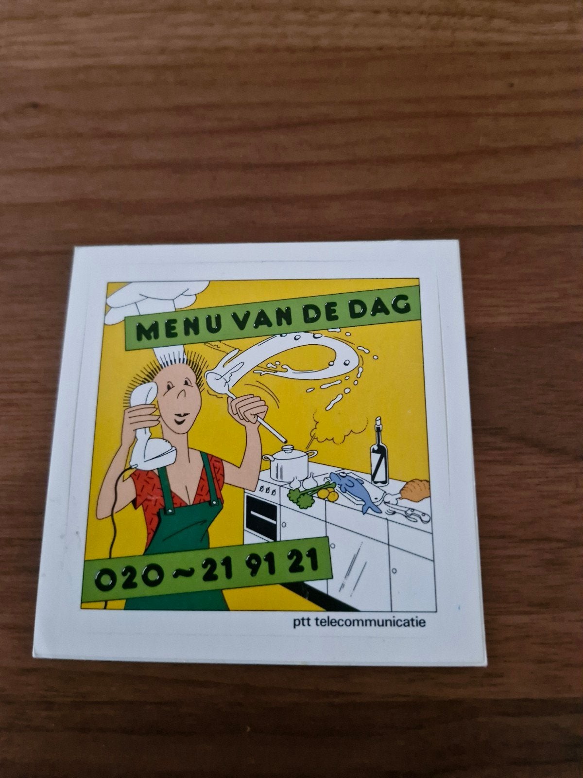 8918 Vintage PTT Telecommunicatie Sticker - Menu van de Dag, Ophalen of Verzenden, Zo goed als nieuw, Overige typen