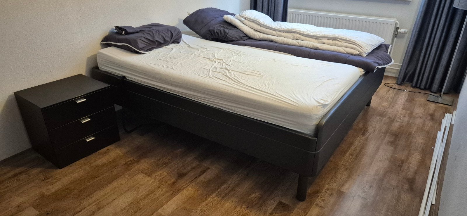 2 persoons bed, Ophalen, 90 cm, Eenpersoons, Zwart