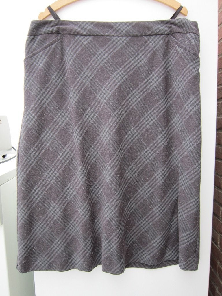 Rok. Grijze gerende ruitrok gevoerd, maat46, merk Kingfield., Maat 46/48 (XL) of groter, Ophalen of Verzenden, Zo goed als nieuw