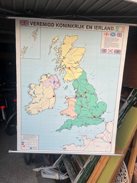 Schoolkaart Verenigd Koninkrijk en Ierland, Ophalen of Verzenden, Aardrijkskunde