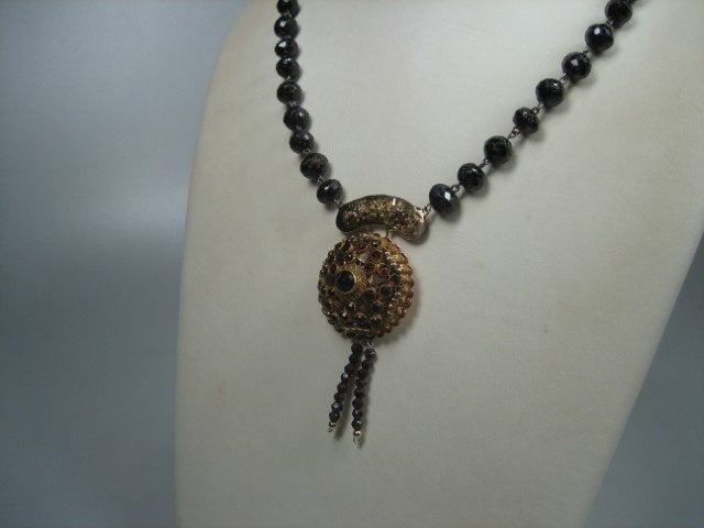 Antiek Granaat ketting met 14 kr Zeeuwse Hanger uit ca. 1875, Verzenden, Goud, Hanger, Met edelsteen