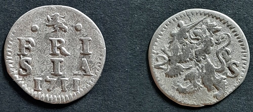 Friesland dubbele stuiver 1711, Postzegels en Munten, Verzenden, Vóór koninkrijk, 10 cent, Zilver