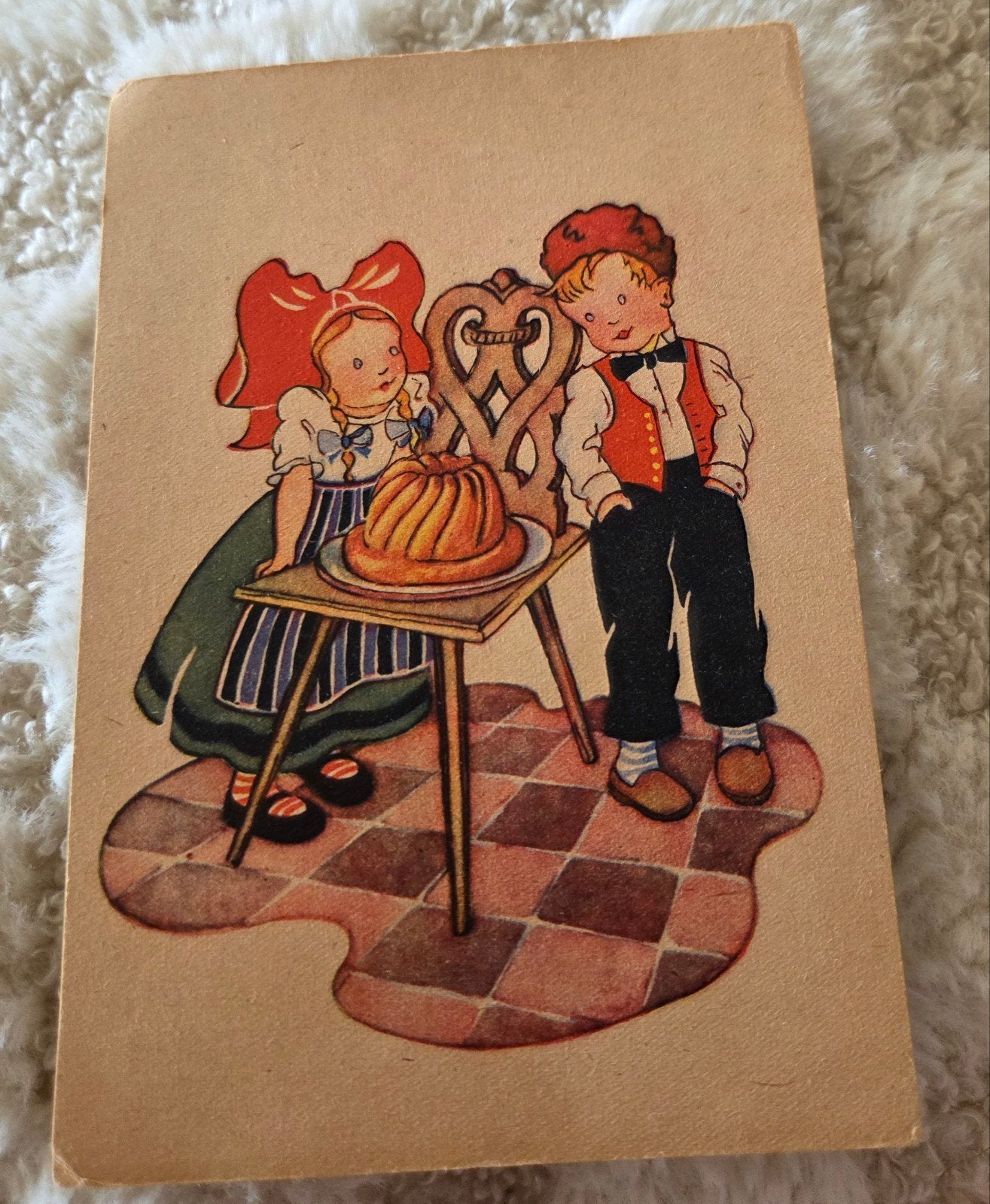 Elzasser Kinderen met Pudding, Verzamelen, Verzenden, 1940 tot 1960, Ongelopen, Klederdracht